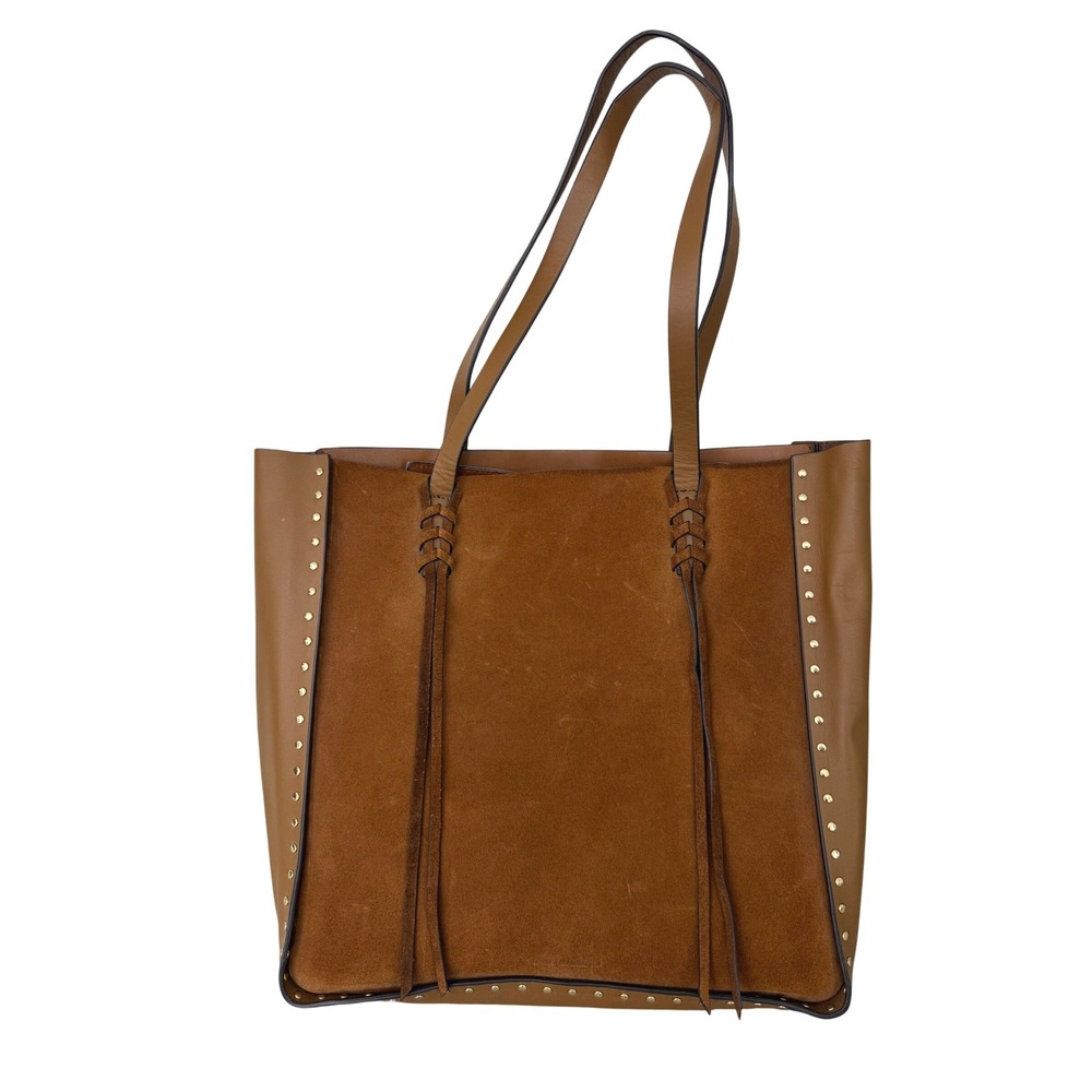 Vince Camuto Enora Tote Dark Rum Leather Gold Tone Studs‎